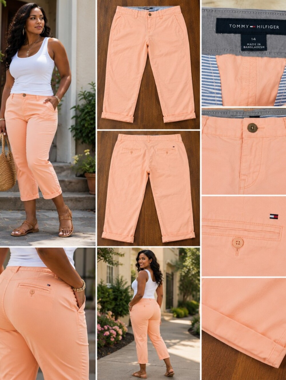 Tommy Hilfiger Peach Cropped Chinos
